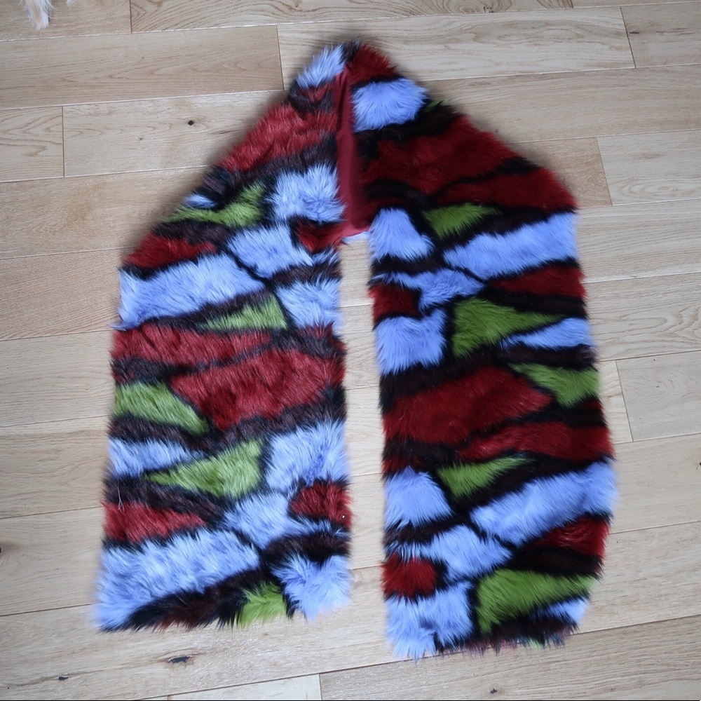 Top Shop Faux Fur Multicolor Scarf - One Size